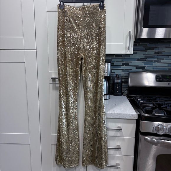Show Me Your Mumu Mercury Bells gold sequin flare pants - Picture 8 of 9